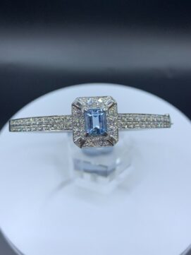 Aquamarine & Diamond Bangle 18ct White Gold