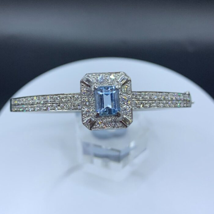 Aquamarine & Diamond Bangle 4
