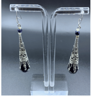 Vintage Amethyst & Filigree Drop Earrings