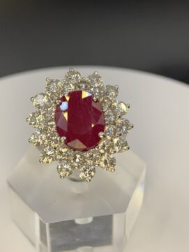 Ruby & Diamond Cluster Ring